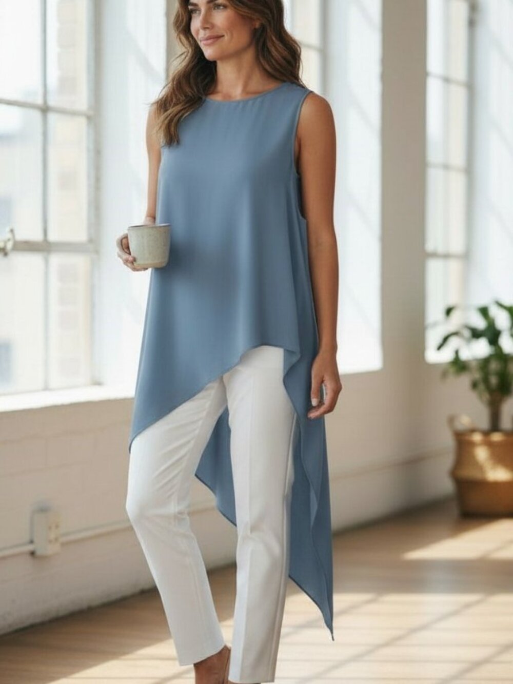 🔥 $15 SALE - CARLA by Rozarancio Asymmetric Sleeveless Top - Light blue Size 8
